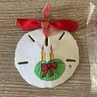 Lot Of 2 Hand Painted Sand Dollar Christmas Ornaments Vintage