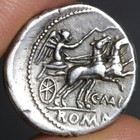 Roman Republic Denarius Toned Ancient Silver Coin 153bc Roma Head Ch Vf Maianus