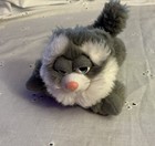 Vintage 1998 Trendmasters Gray Cat With Droopy Eyelids Beanbag Plush 7 