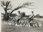 1930s Young Beautiful Women On Bicycles Vintage Photo Portrait 3 1 2 X 4 3 4