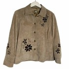 Vintage The Territory Ahead L Tan brown Boho Flower Suede Jacket