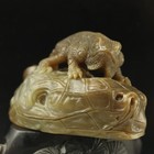 China Natural Hetian Yellow Jade Hand Carved Statue Dragon Flower Pendant E