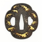 Tsuba Wave Design Japanese Antique Sword Fittings Iron Edo Period Sword Guard