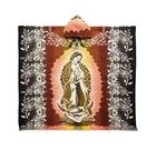 Our Lady Of Guadalupe Virgin Mary Orange Alpaca Wool Poncho Gaban Zarape Jorongo
