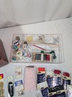 Vintage Brown Amber Plastic Sewing Box Hinged Craft Box With Tray 8 5 x14 x 9 5 