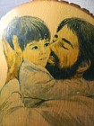 Vintage Dickson s Love christ With Child Wood Slice live Edge Plaque 1980s