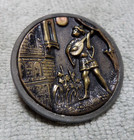 Large Vintage Antique Metal Picture Button Musician Moonlight Serenade