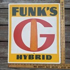 Vintage 1940s Funk s G Hybrid Corn Seed Dealer Sign Farm Agricultural Pressboard