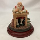 Vintage Christmas Santa Figurine Resin At Desk With List Taiwan-made Collectible
