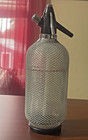 Vintage Mesh Soda Siphon Bottle Chrome Top Glass Seltzer Barware Decor
