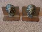 Vintage Native American Indian Chief Head Bookends  Cast Iron  C  1920s