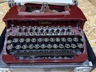Clean Antique 1930s Smith Corona Silent Maroon Red Portable Typewriter With Case