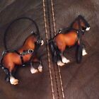 Breyer 3 Inch  Horse Two Stablemate Draft Horses With Harnesses