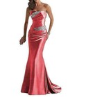 Women s Satin Strapless Evening Wedding Party Fishtail Dress Cocktail Prom Dasy