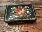 Genuine Palekh Lacquer Jewelry Box Hand Painted Ussr Artist Signed  Flowers