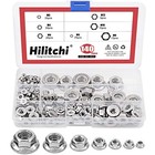 Hilitchi 140-pcs M3 M4 M5 M6 M8 M10 M12 Hex 140pcs Metric Hex Flange Nuts