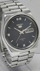 Vintage Seiko 5 Jewels 21 Automatic  Watch   Silver Case Black Dial Retro