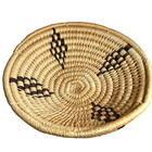 Woven Coiled Basket Bowl Southwestern Two Toned Tan Brown Round 14  Diam  5  H
