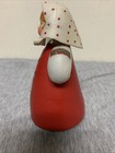 Vintage Plastic Ussr Russian Nodder swinger Babushka Doll Red Dress