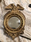 Vintage Mcm 1950s Federal Eagle Porthole Chalkware Gold Tone Wall Mirror Japan