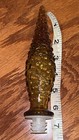 Vintage Mcm Empoli Genie Bottle Stopper 6 5 Inches Hobnail Amber