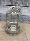 Vintage Gray Metal Industrial Bunker Lamp Glass Wall Light Fixture Outdoor Bs1