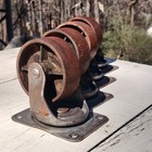 Bassick 461 Tobacco Dolly Set Of 4 Matching Cast Pivoting Steel Wheels Antique