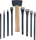 Versatile 9-piece Stone Carving Kit Featuring Steel Tools And Storage Pouch