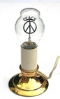 Aerolux Vintage Peace Sign Light Bulb Neon Orange Table Lamp Working Condition