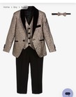 Romano Boys Tuxedo Suit Set 4pc Gold Textured Black 12-13y Mpn 314874
