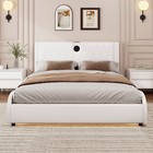 Full queen king Size Bed Frame Pu Upholstered Platform Bed With Led Lights