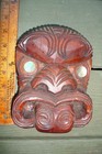 Vtg Koruru Maori Rimu Wood Mask Hand Carved Shell Eyes New Zealand