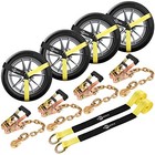 2   x 96    Car Tie Down Tire Straps With 16  Chain Anchors  3 300lbs Safe