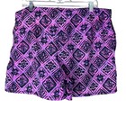 Vintage Board Shorts Size Large Swim Trunks Purple Black Drawstring Ocean Blue