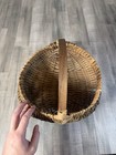 Primitive Old Farmhouse Split Oak Wood Berry Egg Gathering Buttocks Basket