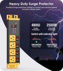 Heavy Duty Surge Protector Power Strip 20 Amp Individual Switches  6ft 12 Gauge
