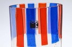 Carlo Moretti Murano Aventurine Glass Vase Red Blue Stripe