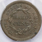 1855 1 2c Braided Hair Half Cent - Pcgs Au 58