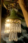 Vintage Powder Green Lady Cupcake Glass Brass Ceiling Lamp Chandelier Crystal