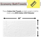 22x44 Cotton Rich White Bath Towels Lightweight   Economy Grade For Salons White