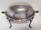 James Dixon   Sons Antique Serving Dish England Ep Ram Head Feet Swivel Dome Top