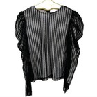 Rick Rhe Black Sheer Mesh Puff Sleeve Striped Blouse Italy Large Fairy Whisygoth