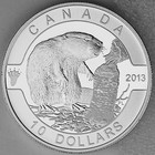 Canada 2013  10 The Beaver 1 2 Troy Oz  Pure Silver Matte Proof Coin O Canada  2