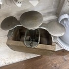 Antique Primitive Wood Butter Mold W  Metal Propeller Plunger