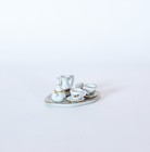 Vintage Miniature Dollhouse Purple Rose Tea Set With Tray