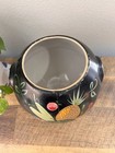 Vintage Ransburg Pottery Stoneware Crock Jar Painted Green With Fruits