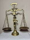Vintage Solid Brass Medieval Knight Scale Of Justice Table Balance Decorative