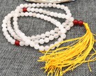 6mm White Red Jade Round Gems Buddhist 108 Prayer Beads Mala Bracelet Necklace