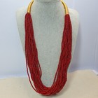 Vintage Venetian Red Whiteheart Trade Beads With Gold Plated Brass Necklace 3mm