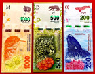 Argentina 20 50 100 200 500 1000 Pesos 6 Pcs Set New  2016-2019 Banknote Nd Unc